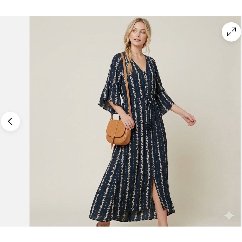 American Eagle Bell Sleeve Boho Maxi Dress XL Peasant Hippie Gypsy Festival